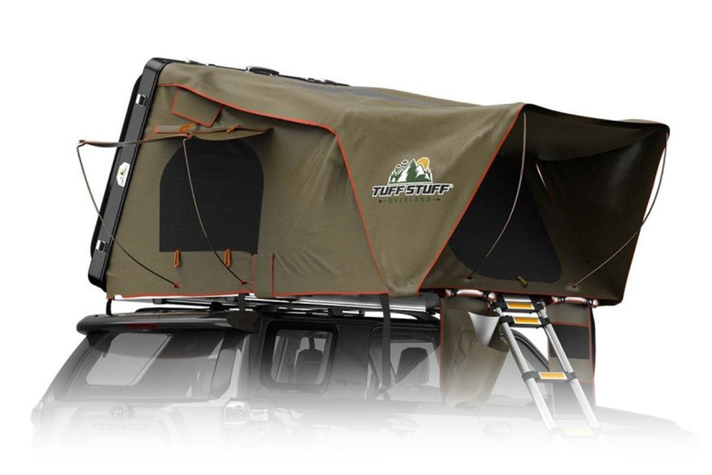 Tuff Stuff Overland Alpha Hardshell Top-Side Open Rooftop Tent, Black, 4 Person TS-RTT-CS-BK