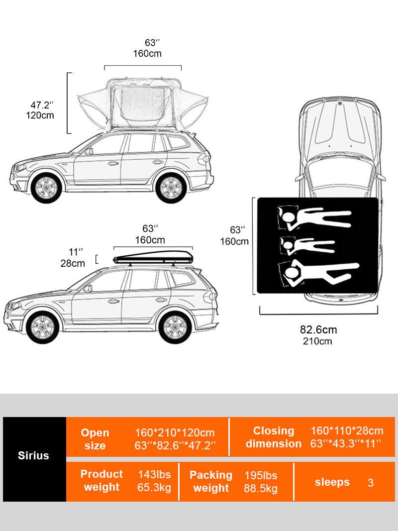 Naturnest Sirius 1 XXL Rooftop Tent – Hard Shell, Waterproof & UV Safe