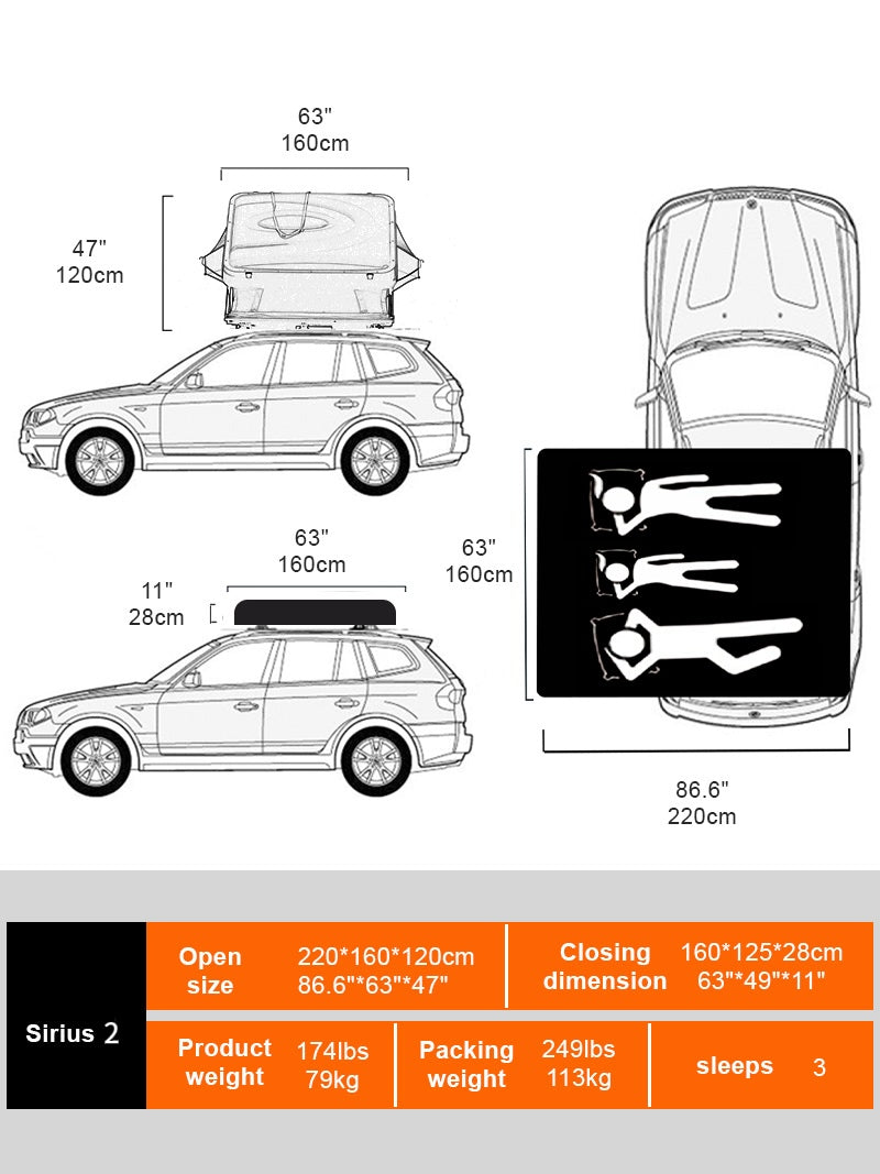 Naturnest Sirius 2 Clamshell Rooftop Tent XXL
