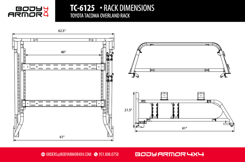 Body Armor 4x4 2016-2023 Toyota Tacoma Overland Rack TC-6125