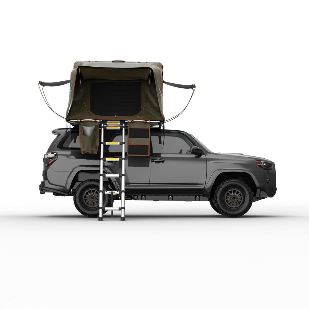 Tuff Stuff Overland Alpha Hardshell Top-Side Open Rooftop Tent, Black, 4 Person TS-RTT-CS-BK