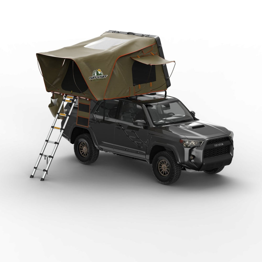 Tuff Stuff Overland Alpha Hardshell Top-Side Open Rooftop Tent, Black, 4 Person TS-RTT-CS-BK