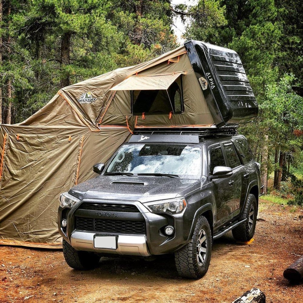 Tuff Stuff Overland Alpha Hardshell Top-Side Open Rooftop Tent, Black, 4 Person TS-RTT-CS-BK