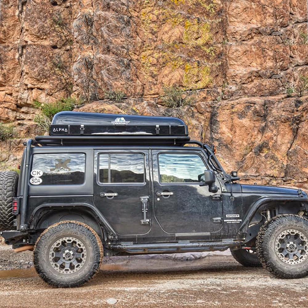 Tuff Stuff Overland Alpha Hardshell Top-Side Open Rooftop Tent, Black, 4 Person TS-RTT-CS-BK