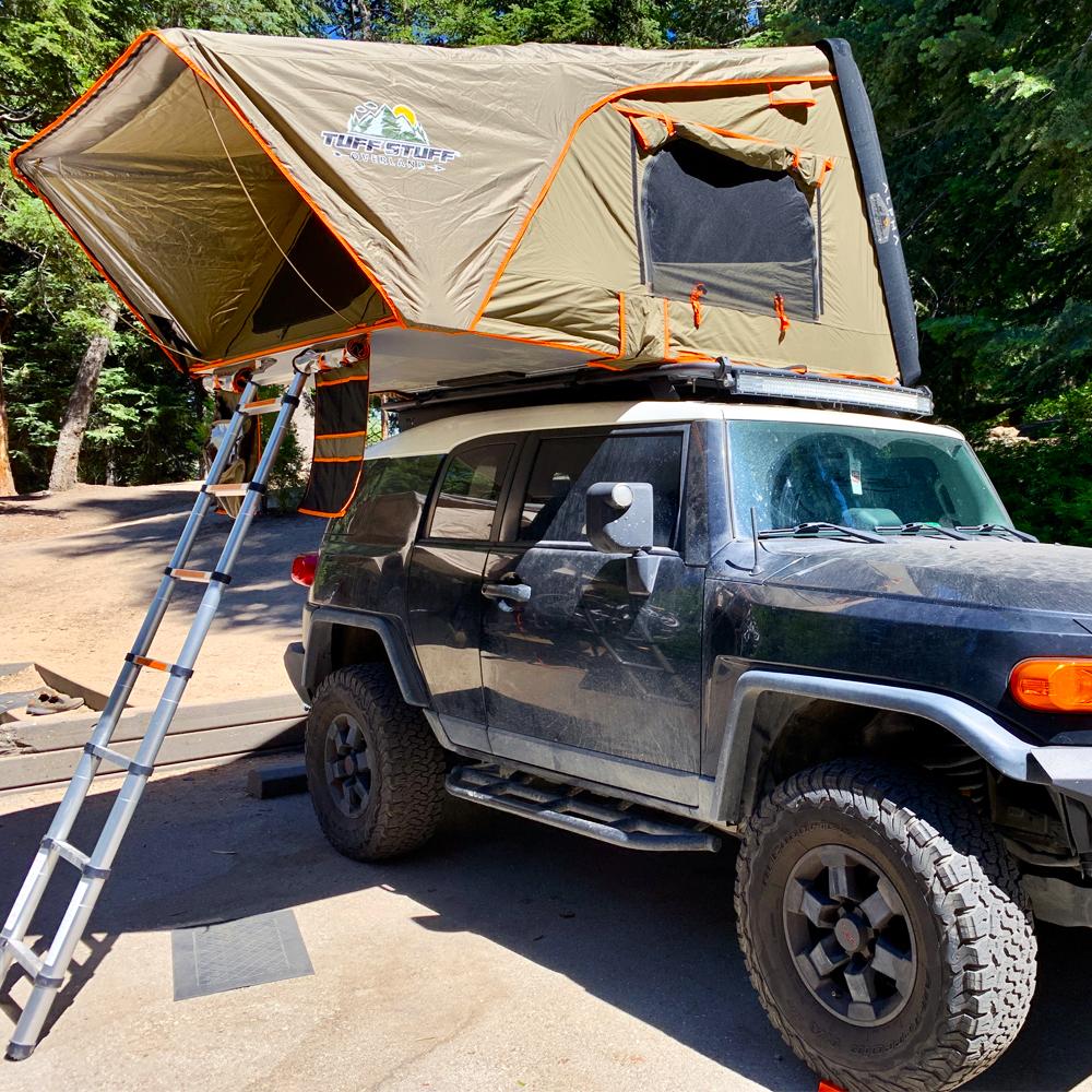 Tuff Stuff Overland Alpha Hardshell Top-Side Open Rooftop Tent, Black, 4 Person TS-RTT-CS-BK