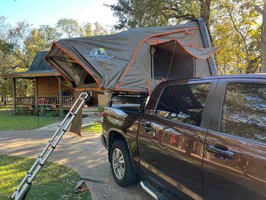 Tuff Stuff Overland Alpha Hardshell Top-Side Open Rooftop Tent, Black, 4 Person TS-RTT-CS-BK