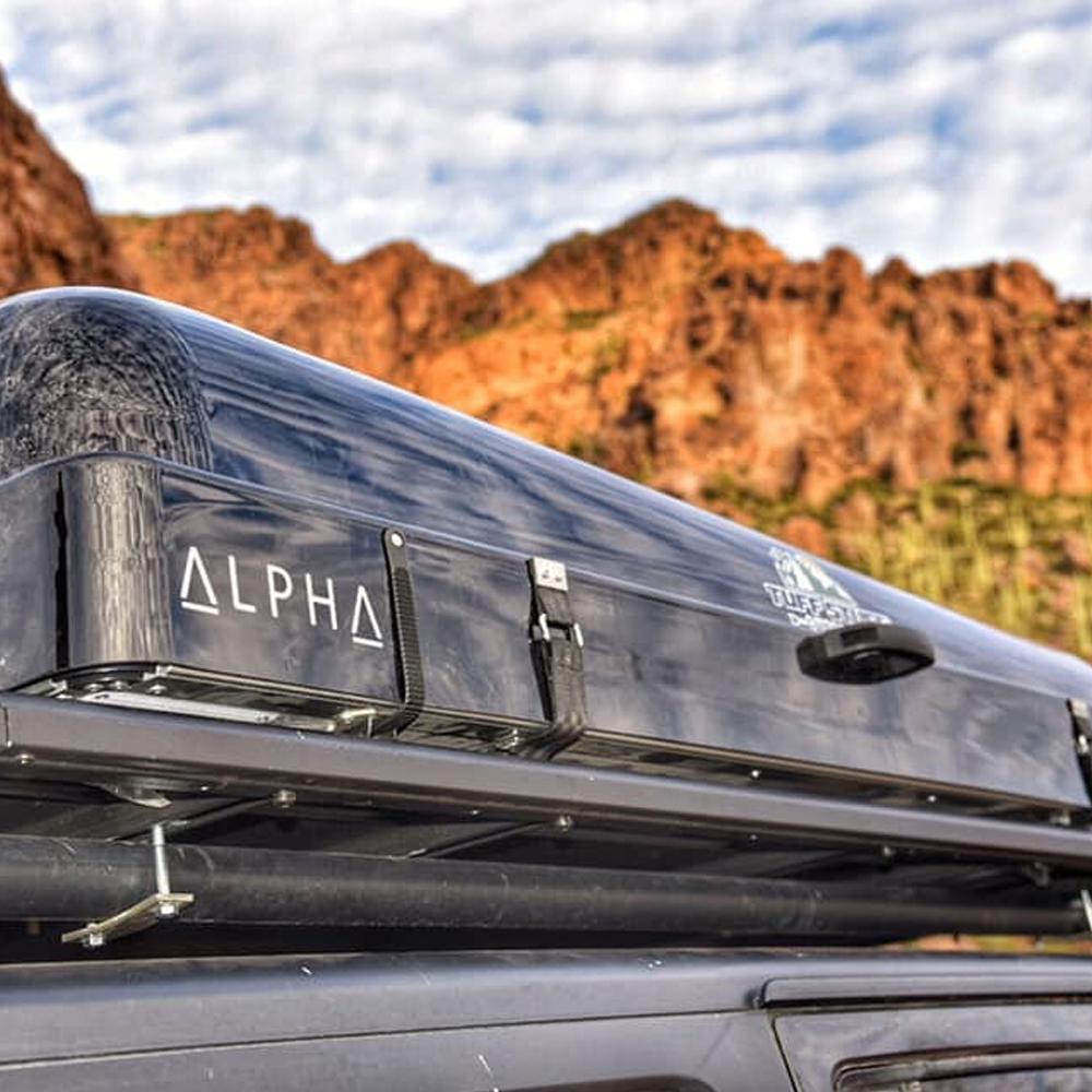 Tuff Stuff Overland Alpha Hardshell Top-Side Open Rooftop Tent, Black, 4 Person TS-RTT-CS-BK