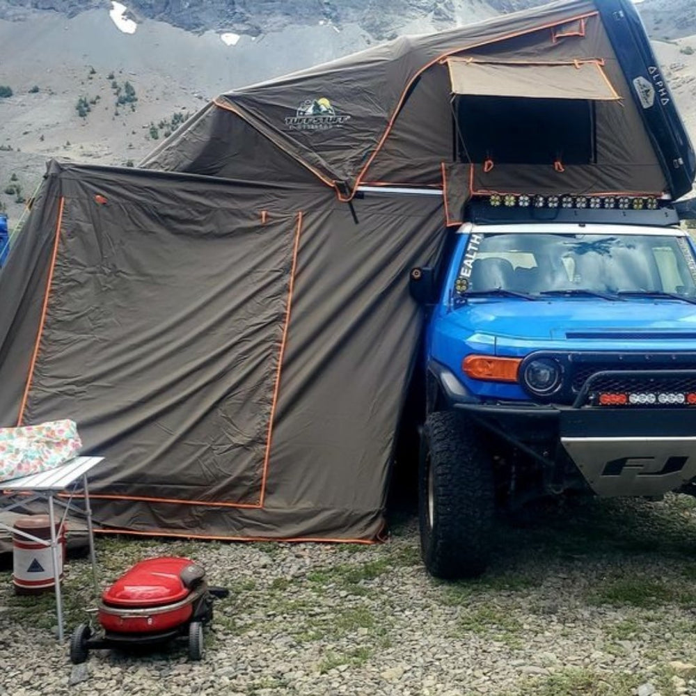 Tuff Stuff Overland Alpha Hardshell Top-Side Open Rooftop Tent, Black, 4 Person TS-RTT-CS-BK