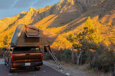 Tuff Stuff Overland Alpha Hardshell Top-Side Open Rooftop Tent, Black, 4 Person TS-RTT-CS-BK