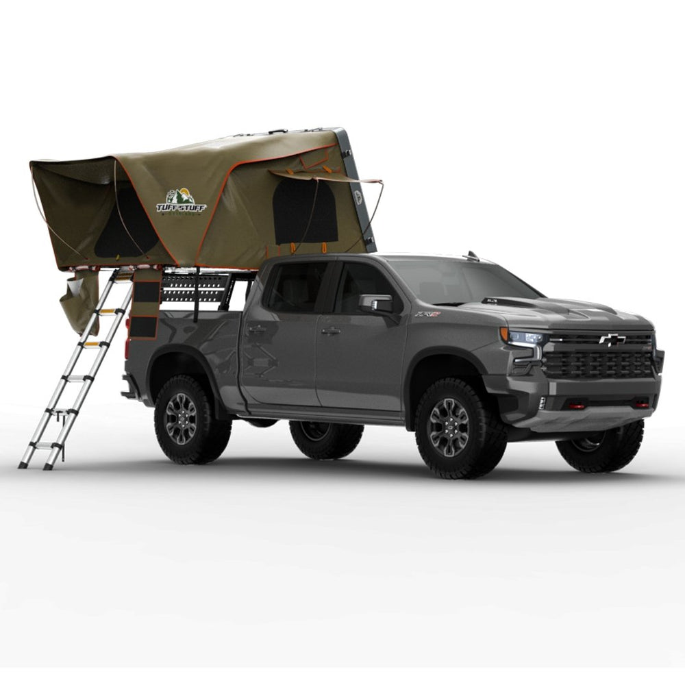 Tuff Stuff Overland Alpha Hardshell Top-Side Open Rooftop Tent, Gray, 4 Person TS-RTT-CS-GR
