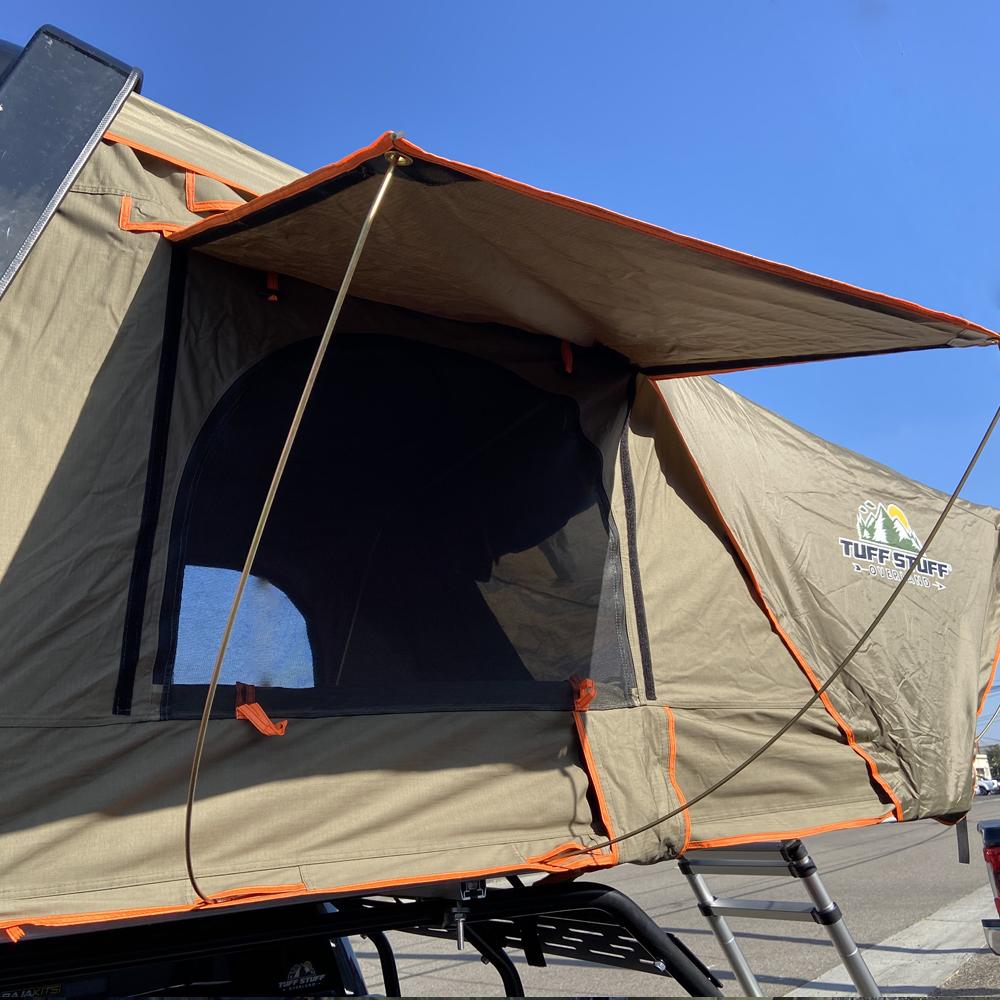Tuff Stuff Overland Alpha Hardshell Top-Side Open Rooftop Tent, Gray, 4 Person TS-RTT-CS-GR