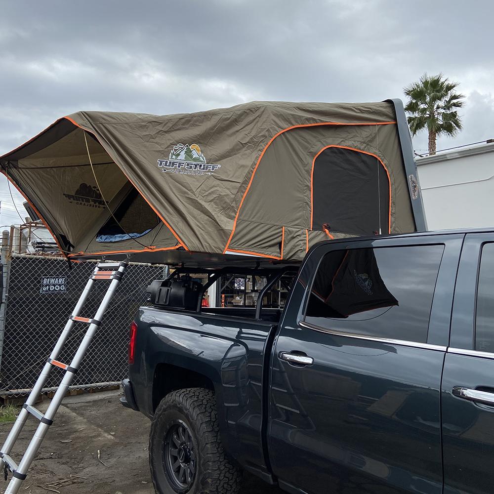 Tuff Stuff Overland Alpha Hardshell Top-Side Open Rooftop Tent, Gray, 4 Person TS-RTT-CS-GR